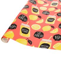 Rol inpakpapier/cadeaupapier - 1x - citroen lemonade print - 200 x 70 cm   -