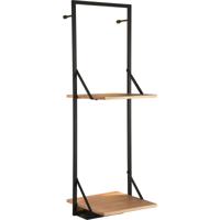 Wandrek met LED-verlichting en Twee Schappen - Zwart - 10W Warm Wit