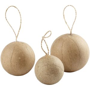 Knutselmateriaal 6x ballen/bollen van papier mache   -