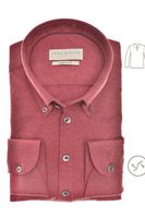 John Miller Tailored Fit Poloshirt lange mouw rood, Effen - thumbnail