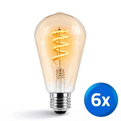 Zigbee E27 spiraal filament lamp Dual White ST64 amberkleurig - voordeelset van 6