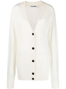 Jil Sander cardigan en laine à col v - Blanc