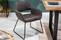 Design stoel MUSTANG antiek grijs microvezel met armleuning - 39795