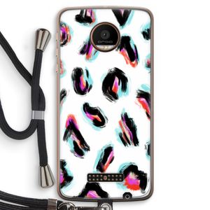 Cheetah color: Motorola Moto Z Force Transparant Hoesje met koord