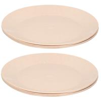 8x ontbijt/diner bordjes van afbreekbaar bio materiaal 26 cm in het eco-beige