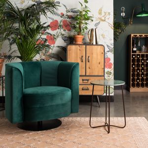 Dutchbone Draaibare Fauteuil 'Flower', kleur Groen