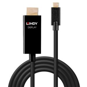 LINDY 43292 HDMI-kabel Aansluitkabel USB-C stekker, HDMI-A-stekker 2.00 m Zwart 4K UHD