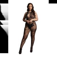 Le Désir by Shots Criss Cross Neck Bodystocking - Plus Size