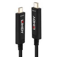 LINDY 38505 USB-C-displaykabel Aansluitkabel USB-C stekker, USB-C stekker 30.00 m Zwart - thumbnail