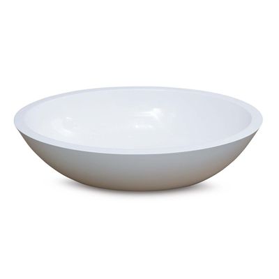 Waskom Luca Sanitair Ovaal 57x40x14cm Mineral Stone 25mm Dik Glans Wit