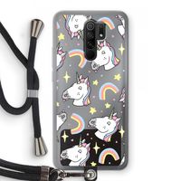 Rainbow Unicorn: Xiaomi Redmi 9 Transparant Hoesje met koord