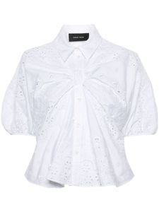 Simone Rocha blouse en coton à broderies anglaises - Blanc