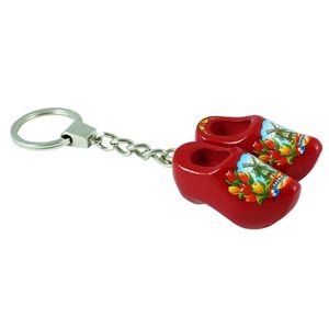 Sleutelhanger met 2x rode klompjes 4 cm Holland souvenir   -