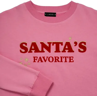 Vondels sweater santa&apos;s favorite l/xl 67cm roze
