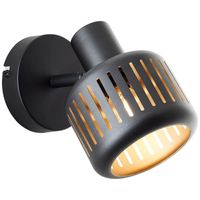 Brilliant Zwarte wandlamp Tyas zwart met goud 99941/86 - thumbnail