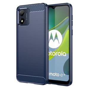 Motorola Moto E13 Geborsteld TPU Hoesje - Koolstofvezel - Blauw