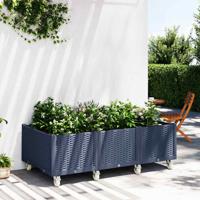 Plantenbak met wielen 150x80x54 cm polypropeen blauwgrijs - thumbnail