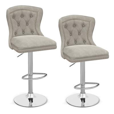 Fluwelen Barkrukken Set van 2 Draaibare Barstoel Verstelbare Zithoogte 67-87 cm Metalen Frame Hoge Stoel voor Keukeneilanden Bistro