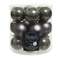 18x stuks kleine glazen kerstballen antraciet (warm grey) 4 cm mat/glans - Kerstbal