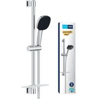 Set doccia con soffione a 2 getti, asta, flessibile e mensola - GROHE Vitalio Comfort 110 26929001 - Risparmio idrico - Cromo