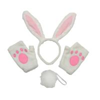 Goodmark Konijn verkleedset - 3-delig - wit/roze - kinderen