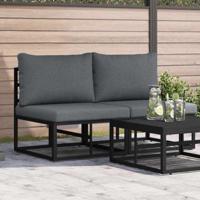 Buitenmeubelsets met kussen met kussen 2 pcs Zwart en Anthraciet