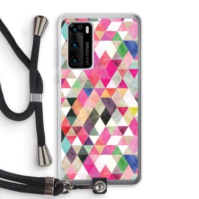 Gekleurde driehoekjes: Huawei P40 Transparant Hoesje met koord