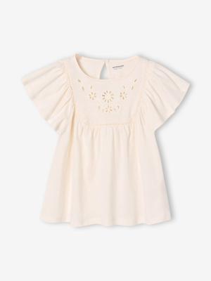 T-shirt blouse met korte mouwen f ecru