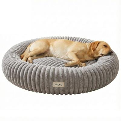 Pecco Luxe hondenmand - Orthopedisch - Rond 100 cm - Lichtgrijs rib Pecco Luxe hondenmand - Orthopedisch - Rond 100 cm - Lichtgrijs rib