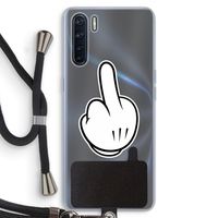 Middle finger white: Oppo A91 Transparant Hoesje met koord
