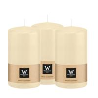 Cilinderkaars/stompkaars - 3x - creme wit - 13 x 7 cm - 52 branduren