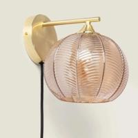 Wandlamp goud met stekker glas slaapkamer &apos;Xera&apos; E27