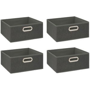 Set van 4x opbergmand/kastmand 14 liter donkergrijs linnen 31 x 31 x 15 cm