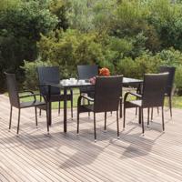 7-delige Tuinset poly rattan zwart