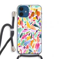 Watercolor Brushstrokes: iPhone 12 mini Transparant Hoesje met koord