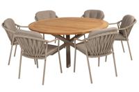 Manitoba diningset met Prado tafel latte teak rond dia. 160 cm Taste - Taste