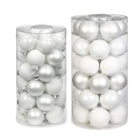 50x stuks glazen kerstballen wit 4 en 6 cm glans en mat - Kerstbal - thumbnail