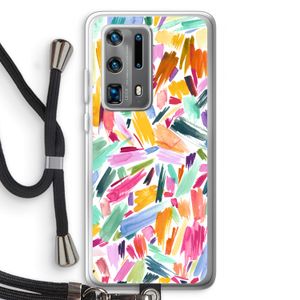 Watercolor Brushstrokes: Huawei P40 Pro Plus Transparant Hoesje met koord