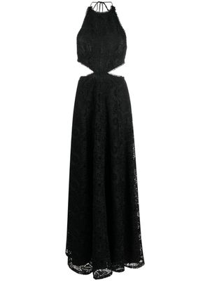 Sabina Musayev robe longue Doro en dentelle à dos nu - Noir