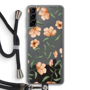 Peachy flowers: Samsung Galaxy S21 Plus Transparant Hoesje met koord
