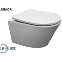 Wiesbaden Vesta Junior Wandcloset Rimless Verkort Shade Slim Toiletzitting - Softclose en Quick Release - Glans Wit