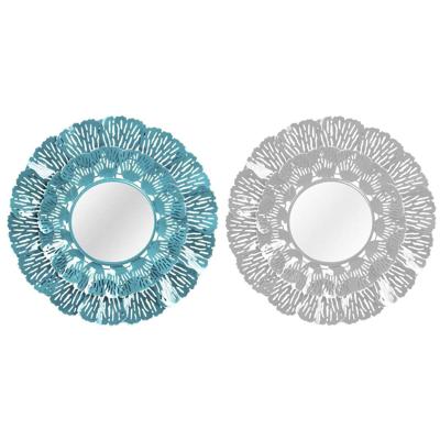 Wandspiegel DKD Home Decor Blauw Wit Koraal Mediterrane 60 x 7 x 60 cm (2 Stuks) (2 Onderdelen)
