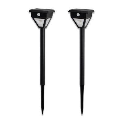 2x Solar LED-priklamp met sensor Callisto zwart