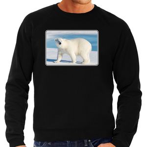 Dieren sweater / trui met ijsberen foto zwart voor heren