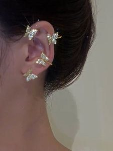 Single Alloy Rhinestone Butterfly Cuff Earring