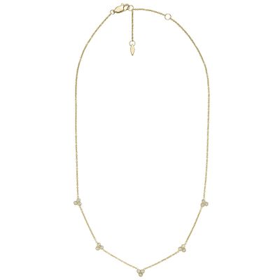 Fossil JF04115710 Ketting Sutton staal-zirconia goudkleurig-wit 40-46 cm