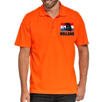 Grote maten Holland supporter poloshirt leeuw met Nederlandse vlag op borst EK/ WK voor heren