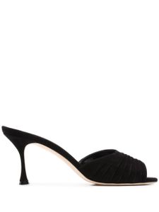 Manolo Blahnik mules Pirua 70 mm en daim - Noir