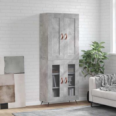 Hoge kast 69,5x34x180 cm bewerkt hout betongrijs