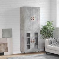 Hoge kast 69,5x34x180 cm bewerkt hout betongrijs